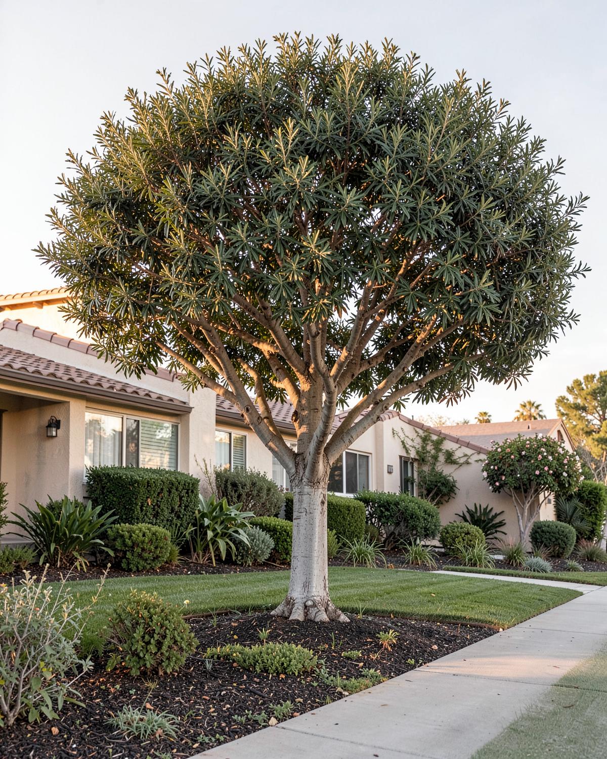 Mature shade tree professionally maintained in a San Diego front yard